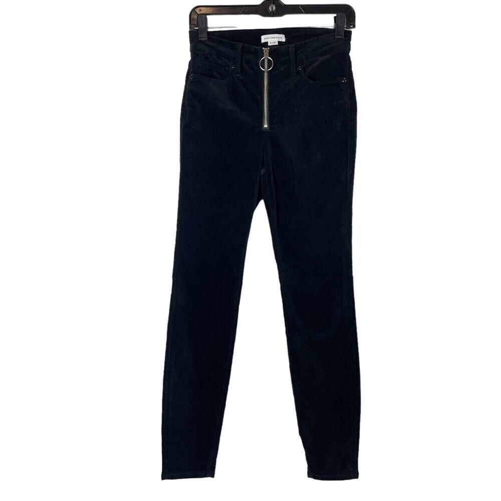 Good American Good Legs Exposed Zipped Velvet Size 4/27 black skinny Jeans